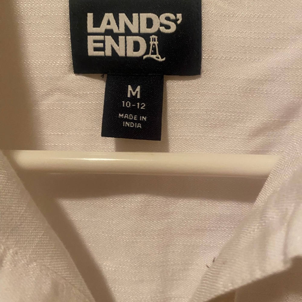 Lands' End White Button-Up Shirt-Size M - Picture 3 of 3